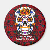 Suiker Cinco de Mayo Red Floral Magneet (Voorkant)