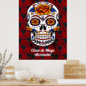 Suiker Cinco de Mayo Red Floral Name Large Poster (Keuken)