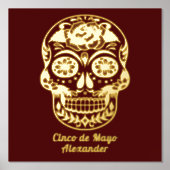 Suiker Cinco de Mayo Red Jouw naam Gold Folie Afdrukken (Voorkant)