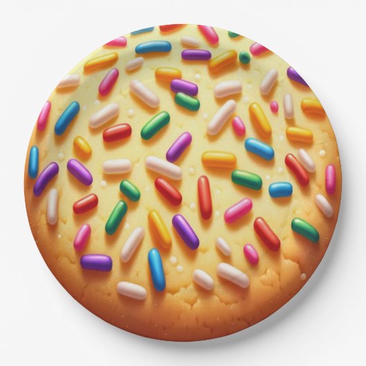 Suiker Cookie met Sprinkles Papieren Bordje (Voorkant)