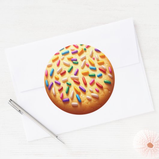 Suiker Cookie met Sprinkles Ronde Sticker (Envelop)