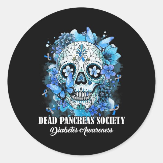 Suiker Dode Pancreas Society Diabetes Awarene Ronde Sticker (Voorkant)