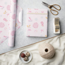 Suiker en Ijsfiguur Schaats Ijs Schaats Winter Roz Cadeaupapier