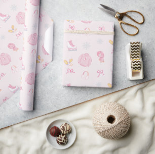 Suiker en Ijsfiguur Schaats Ijs Schaats Winter Roz Cadeaupapier