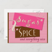 Suiker en kruiden baby shower briefkaart nodigt ui (Voorkant / Achterkant)