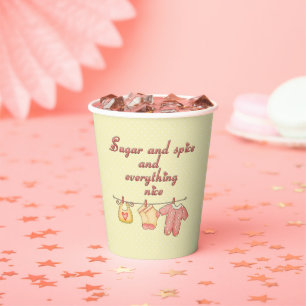 Suiker en Kruiden Geel en Roze Baby Shower Papieren Bekers