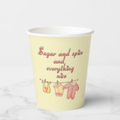 Suiker en Kruiden Geel en Roze Baby Shower Papieren Bekers (Achterkant)