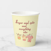 Suiker en Kruiden Geel en Roze Baby Shower Papieren Bekers (Voorkant)