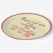 Suiker en Kruiden Geel en Roze Baby Shower Papieren Bordje (Gekanteld)