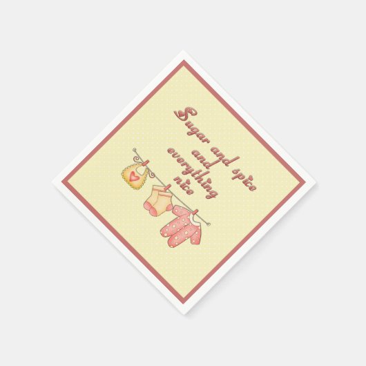 Suiker en Kruiden Geel en Roze Baby Shower Servet (Hoek)