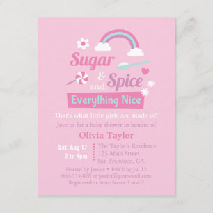 Suiker en Kruiden Meisjes Roze Baby Shower Uitnodi Kaart