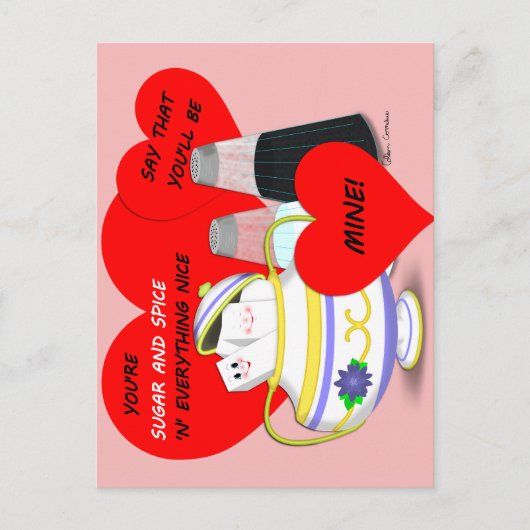 Suiker en Kruiden - Ouderwetse Valentijnkaart Kuns Briefkaart (Voorkant)