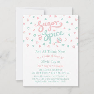 Suiker en Peper Typografie Meisjes Baby Shower Kaart