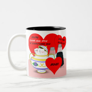 Suiker en specerij - Kaart van oude, gesmolten Val Tweekleurige Koffiemok