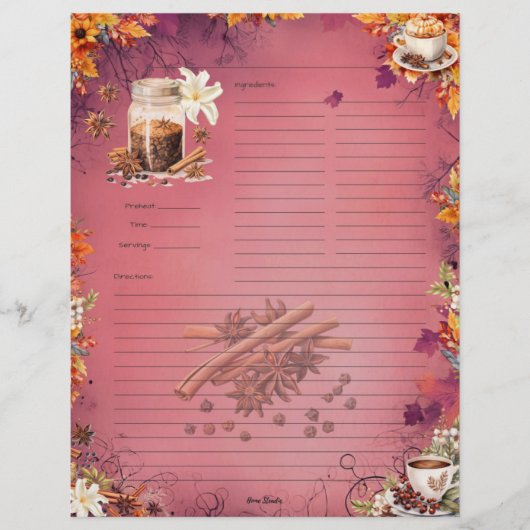 Suiker en specerij Volledige Pagina Recept (Voorkant)