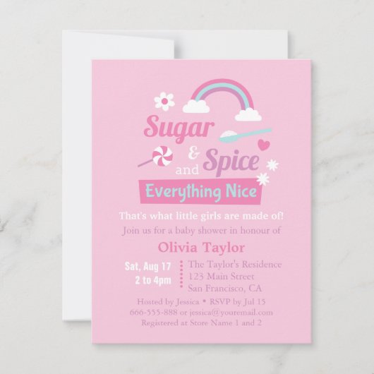 Suiker en specerijen meisjes Roze Babyschoenen Kaart (Voorkant)