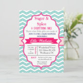 Suiker- en specerijroze baby-douches kaart (Staand voorkant)