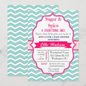 Suiker- en specerijroze baby-douches kaart (Voorkant / Achterkant)