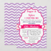 Suiker- en specerijroze baby-douches kaart (Voorkant / Achterkant)