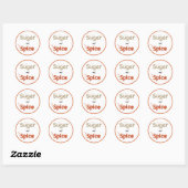 Suiker en specerijsuiker, paprika chili poeder ronde sticker (Vel)