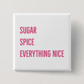 SUIKER en SPICE-BUTTON (roze) Vierkante Button 5,1 Cm (Voorkant)