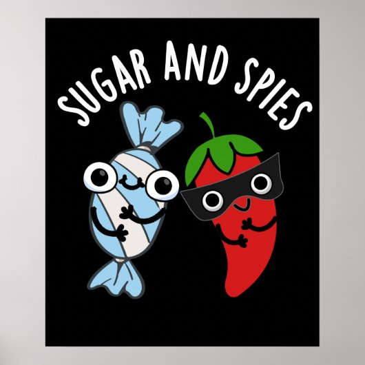 Suiker en spies Funny Food Pun Dark BG Poster (Voorkant)