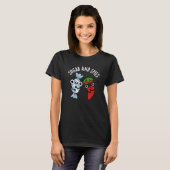 Suiker en spies Funny Food Pun Dark BG T-shirt (Voorkant volledig)