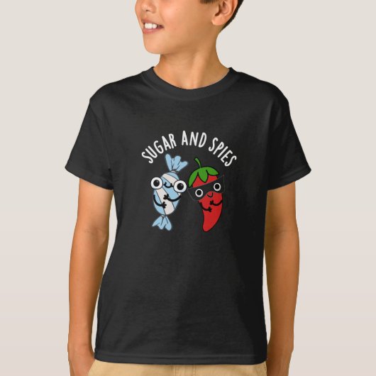 Suiker en spies Funny Food Pun Dark BG T-shirt (Voorkant)