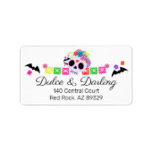 Suiker Floral Calavera Papel Picado Boutique Etiket (Voorkant)