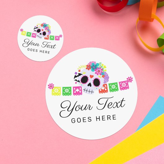 Suiker Floral Calavera Papel Picado Boutique Ronde Sticker
