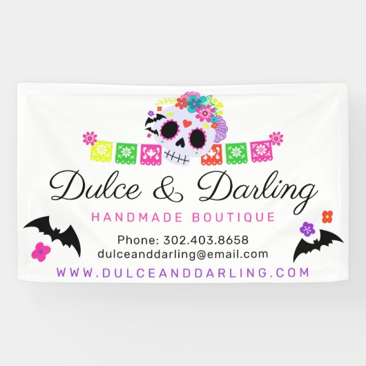 Suiker Floral Calavera Papel Picado Boutique Spandoek (Horizontaal)