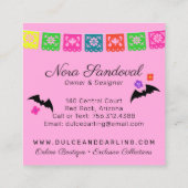 Suiker Floral Calavera Papel Picado Boutique Vierkante Visitekaartje (Achterkant)