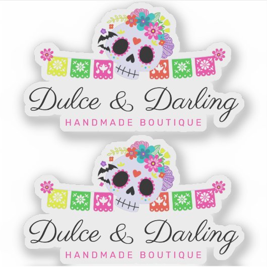 Suiker Floral Calavera Papel Picado Logo Sticker (Voorkant)