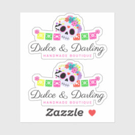 Suiker Floral Calavera Papel Picado Logo Sticker