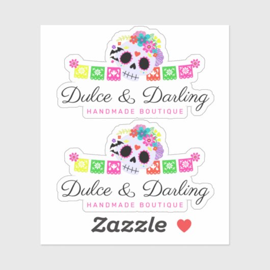 Suiker Floral Calavera Papel Picado Logo Sticker (Vel)