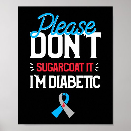 Suiker geen Diabetische Type 1 diabetes Poster (Voorkant)