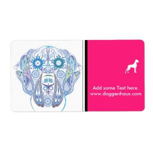 Suiker Great Dane Schedel Etiket