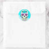 Suiker Halloween Blauwgroen Paars Ronde Sticker (Tas)