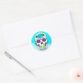 Suiker Halloween Blauwgroen Paars Ronde Sticker (Envelop)