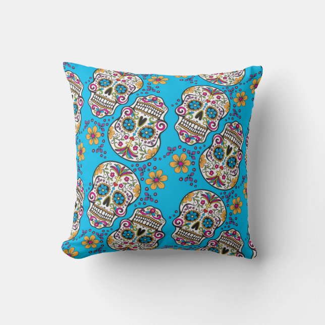 Suiker Halloween Blue Kussen (Voorkant)