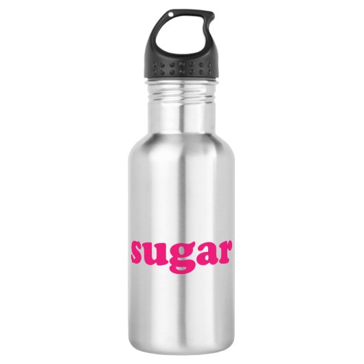 Suiker heet roze moderne typografie meisjesachtig waterfles (Voorkant)