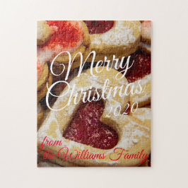 Suiker Kerstkoekjes Hartvormig Rood Foto Legpuzzel