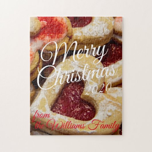 Suiker Kerstkoekjes Hartvormig Rood Foto Legpuzzel (Verticaal)
