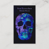 Suiker Kleurig blauw Blauwgroen Paars Tattoo Winke Visitekaartje (Voorkant)