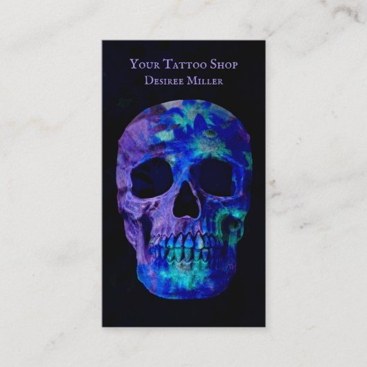 Suiker Kleurig blauw Blauwgroen Paars Tattoo Winke Visitekaartje (Voorkant)