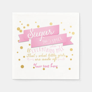 Suiker & Kruiden Roze & Gouden Baby Shower Servett Servet