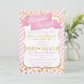 Suiker & Kruiden Roze & Gouden Babyshower Uitnodig Kaart (Staand voorkant)