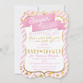 Suiker & Kruiden Roze & Gouden Babyshower Uitnodig Kaart