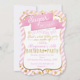 Suiker & Kruiden Roze Gouden Verjaardagsfeest Uitn Kaart
