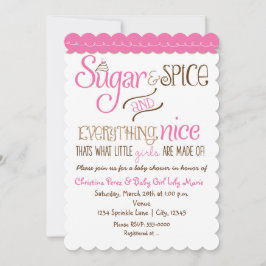 Suiker & Kruiden Typografie Baby Shower Uitnodigin Kaart